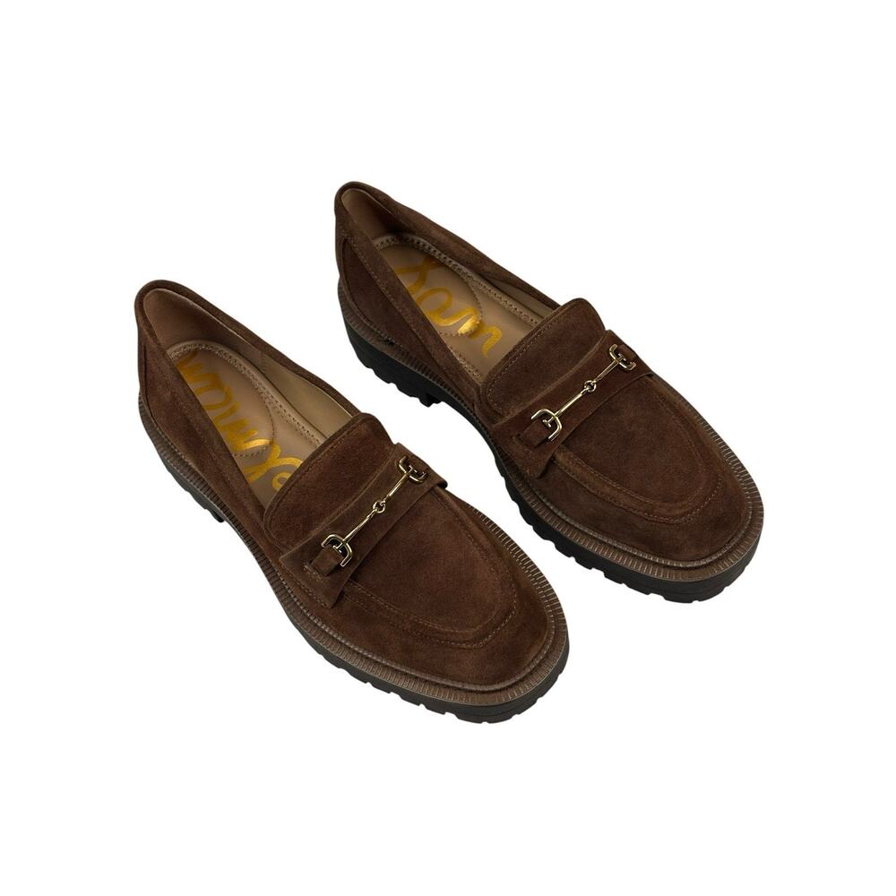 Sam Edelman Lea Brown Suede Bit Platform Loafers Womens Size 7.5M New $160